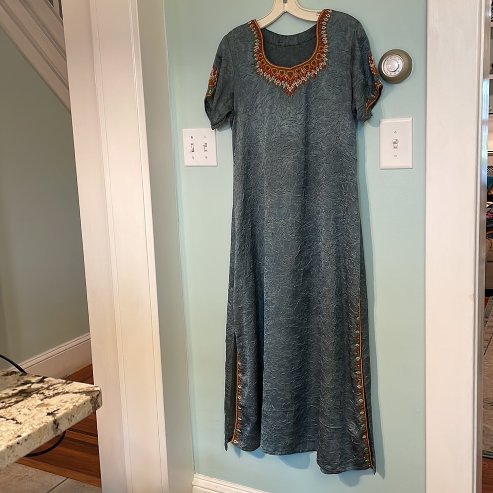 Hand-sewn blue embroidered dress